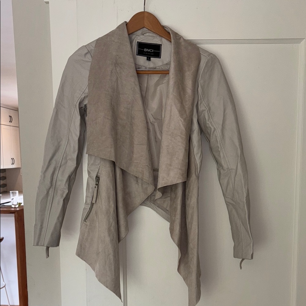 Blanc Noir Mushroom 🍄‍🟫 Gray Asymmetrical faux leather Jacket